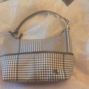 Ralph Lauren Black and White Houndstooth Hobo Bag